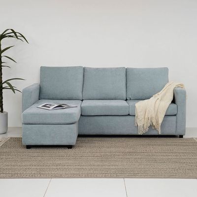 Lara 3-Seater Fabric Left & Right Reversible Corner Sofa - Greenish Grey - With 2-Year Warranty