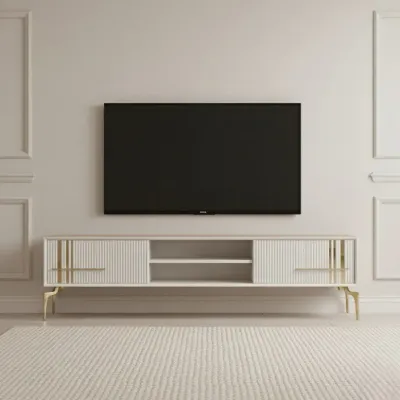 Lincoln Wooden Tv Unit Cream 160cm Lincoln Wooden Tv Unit Cream 160cm