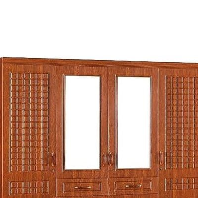 4 Door Wooden Wardrobe Cabinet Cupboard in Engineered Wood, Heavy Duty, Modern Stylish Design, Cherry Color