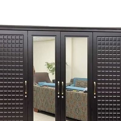 4-Door WoodenWardrobe with Mirror in Cabinet Cupboard Engineered Wood, Modern Stylish Design,Heavy Duty, Black Wenge, 4 Drawers