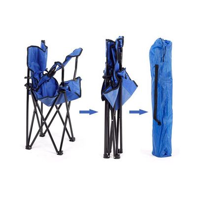 Camping Chair, Folding Camping Chairs for Adults with Armrests and Cup Holder and Carrying Bag, Lightweight Portable for Beach, Perfect for Caravan trips, BBQs, Garden, Picnic, (Blue)