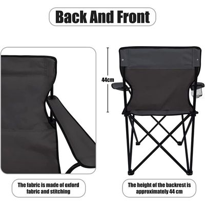 Camping Chair, Folding Camping Chairs for Adults with Armrests and Cup Holder and Carrying Bag, Lightweight Portable for Beach, Perfect for Caravan trips, BBQs, Garden, Picnic, (Black)