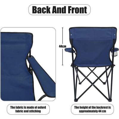 Camping Chair, Folding Camping Chairs for Adults with Armrests and Cup Holder and Carrying Bag, Lightweight Portable for Beach, Perfect for Caravan trips, BBQs, Garden, Picnic, (Navy Blue)