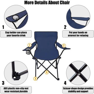 Camping Chair, Folding Camping Chairs for Adults with Armrests and Cup Holder and Carrying Bag, Lightweight Portable for Beach, Perfect for Caravan trips, BBQs, Garden, Picnic, (Navy Blue)