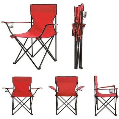 Camping Chair, Folding Camping Chairs for Adults with Armrests and Cup Holder and Carrying Bag, Lightweight Portable for Beach, Perfect for Caravan trips, BBQs, Garden, Picnic, (Red)