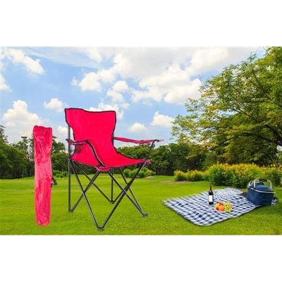 Camping Chair, Folding Camping Chairs for Adults with Armrests and Cup Holder and Carrying Bag, Lightweight Portable for Beach, Perfect for Caravan trips, BBQs, Garden, Picnic, (Red)