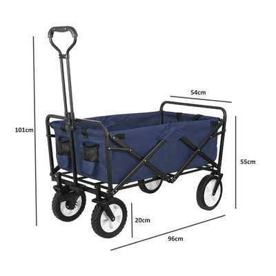 Egardenkart Foldable Utility Wagon Cart Trolley Utility Grocery Wagon for Camping Shopping (Navy Blue)