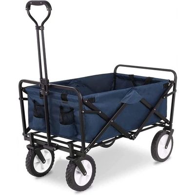 Egardenkart Foldable Utility Wagon Cart Trolley Utility Grocery Wagon for Camping Shopping (Navy Blue)