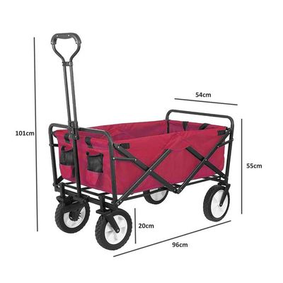 Egardenkart Foldable Utility Wagon Cart Trolley Utility Grocery Wagon for Camping Shopping (Red)