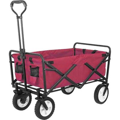 Egardenkart Foldable Utility Wagon Cart Trolley Utility Grocery Wagon for Camping Shopping (Red)