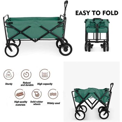 Egardenkart Foldable Utility Wagon Cart Trolley Utility Grocery Wagon for Camping Shopping (Green)