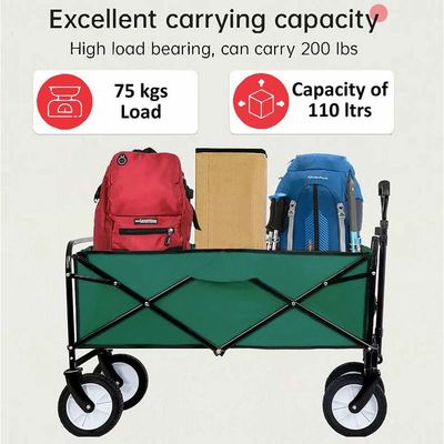Egardenkart Foldable Utility Wagon Cart Trolley Utility Grocery Wagon for Camping Shopping (Green)