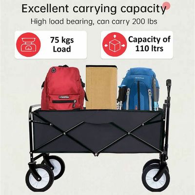 Egardenkart Foldable Utility Wagon Cart Trolley Utility Grocery Wagon for Camping Shopping (Black)