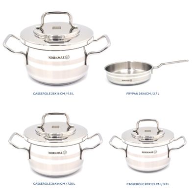 KORKMAZ ASTRON 7PCS COOKWARE SET KORKMAZ ASTRON 7PCS COOKWARE SET