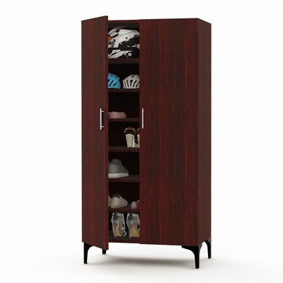 Mahmayi Modern Tall Shoe Cabinet - Maximize Storage Space with 7 Shelves, Perfect for Entryways, Stylish Solution for Shoe Collection, Home and Living Room Decor - Dark Walnut