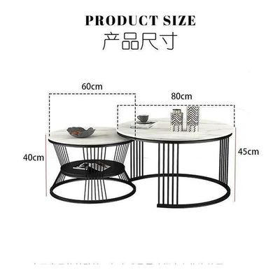Wooden Twist Modern Contemporary Stainless Steel Base Marble Top Nesting Coffee Table ( Set of 2 )