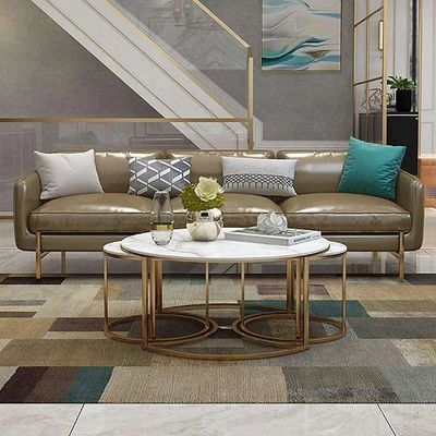 Vibing Modern Contemporary Metal Base Marble Top Nesting Coffee Table ( Set of 3 )