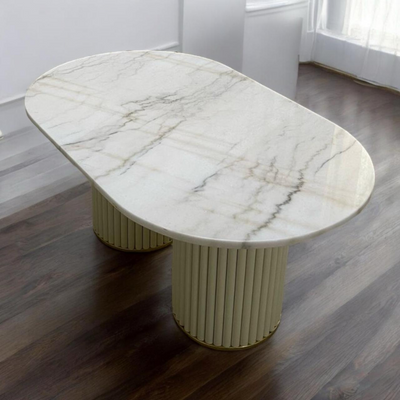 Wooden Twist Zvolyn Modern Metal Base Marble Top Coffee Table for Living Room, Bedroom