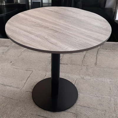 Wooden Twist Soluna Modern Round Coffee Table Space-Saving Design with Metal Base for Living Room, Restaurant, Café