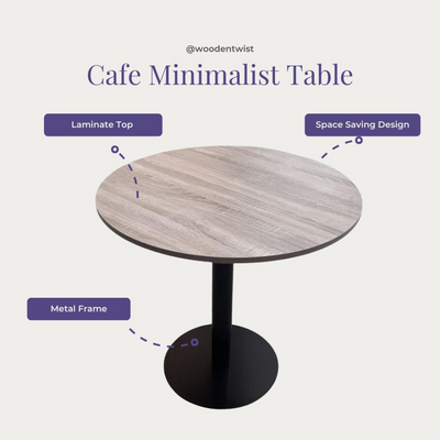Soluna Modern Round Coffee Table Space-Saving Design with Metal Base for Living Room, Restaurant, Café