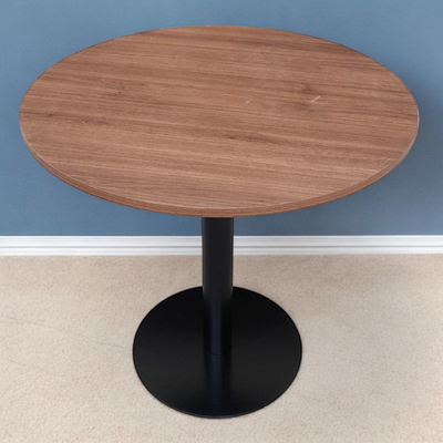 Wooden Twist Soluna Round Coffee Table Space-Saving Design with Metal Base for Living Room, Restaurant, Café (Brown & Black)