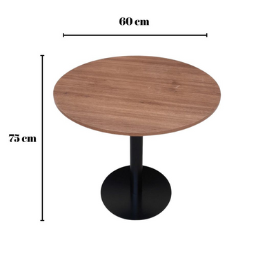 Wooden Twist Soluna Round Coffee Table Space-Saving Design with Metal Base for Living Room, Restaurant, Café (Brown & Black)