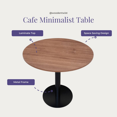 Soluna Round Coffee Table Space-Saving Design with Metal Base for Living Room, Restaurant, Café (Brown & Black)