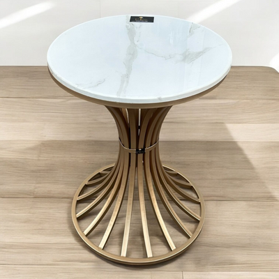 Wooden Twist Zculuxe Modern Marble Top with Golden Metal Base Coffee Table for Elegant Living Room