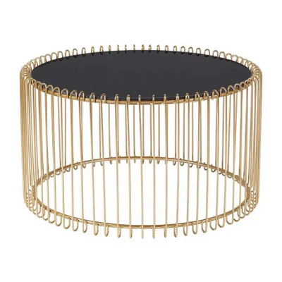 Wooden Twist Lusso Modern Coffee Table Tempered Glass & Golden Metal Frame for Elegant Living Room ( Set of 2 )