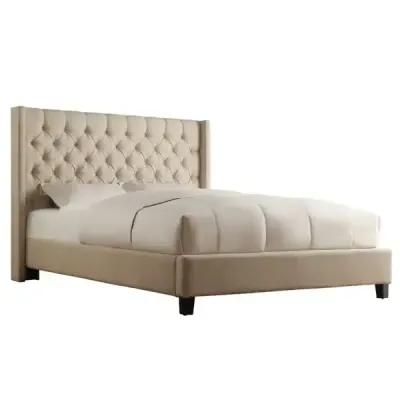 Naples Wingback Button Tufted Upholstered Bed -Super King