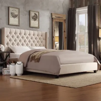 Naples Wingback Button Tufted Upholstered Bed -Super King
