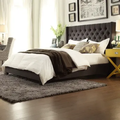 Naples Wingback Button Tufted Upholstered Bed -Super King