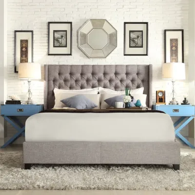 Naples Wingback Button Tufted Upholstered Bed -Super King