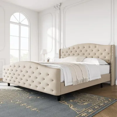 Elam Tufted Upholstered Bed Frame-Queen