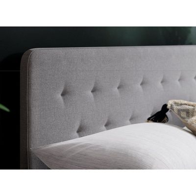 Emmerson Upholstered Low Rise Bed Frame - Grey, Queen Size Without Mattress