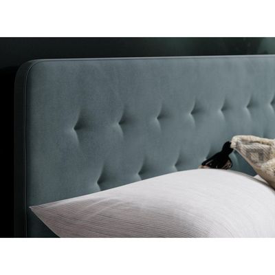 Emmerson Upholstered Low Rise Bed Frame - Mint Green, Queen Size Without Mattress