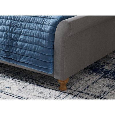 Marley Upholstered Low Rise Bed Frame - Grey, Queen Size Without Mattress