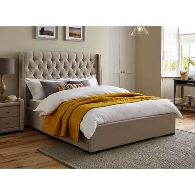 Deacon Upholstered Bed Frame - Cream, Super King Without Mattress