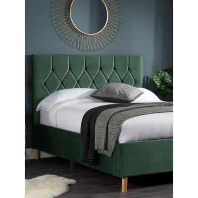 Birlea Green Loxley Upholstered Fabric Bed - Green, Queen Size Without Mattress
