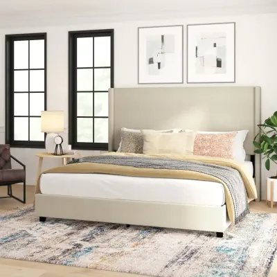 Merrick Lane Modern Platform Bed Frame - Beige, Queen Size Without Mattress
