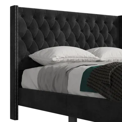 Jabaris Upholstered Bed - Black, King Size Without Mattress