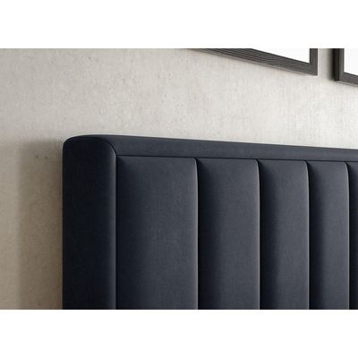 Duke Velvet-Finish Bed Frame - Blue, King Size Without Mattress