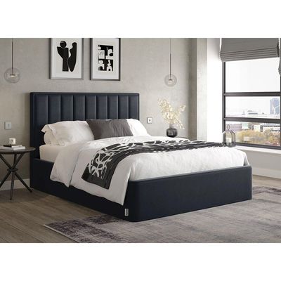 Duke Velvet-Finish Bed Frame - Blue, King Size Without Mattress