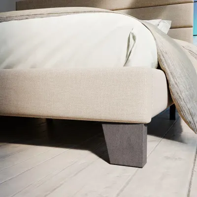 Elison Platform Bed With Fabric Upholstered - Beige, Queen Size Without Mattress