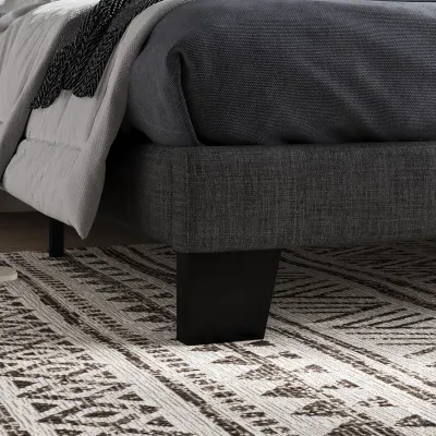 Elison Platform Bed With Fabric Upholstered - Dark Grey, Queen Size Without Mattress