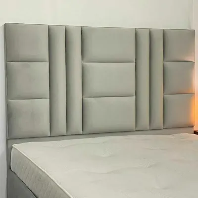 Domino Upholstered Frame Bed - Beige, Super King Without Mattress