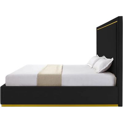 Addalyn Velvet Haven Bed - Black, King Size Without Mattress