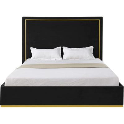 Addalyn Velvet Haven Bed - Black, Queen Size Without Mattress