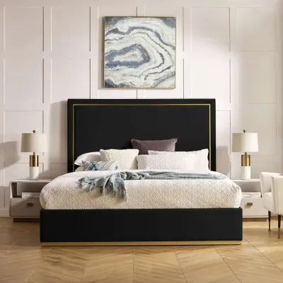 Addalyn Velvet Haven Bed - Black, Queen Size Without Mattress
