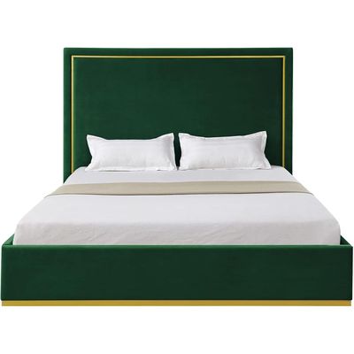 Addalyn Velvet Haven Bed - Green, Queen Size Without Mattress